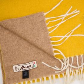 Echarpe bicolore en soie et cashmere jaune miele