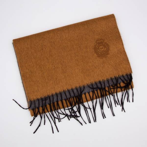 Echarpe bicolore en soie et cashmere camel gris