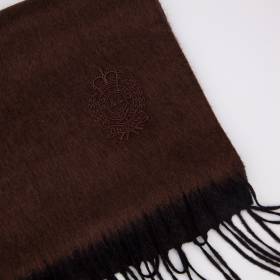 Echarpe bicolore en soie et cashmere brun graphite .