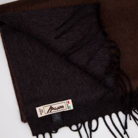 Echarpe bicolore en soie et cashmere brun graphite .