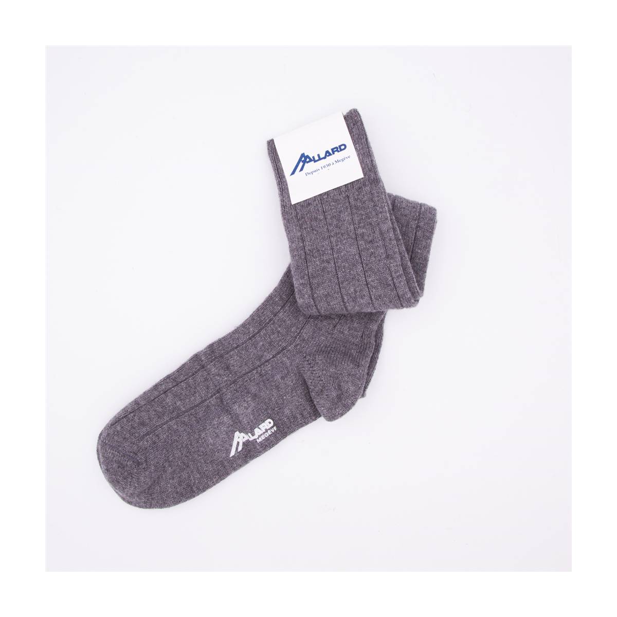 Chaussettes hautes homme en cachemire gris