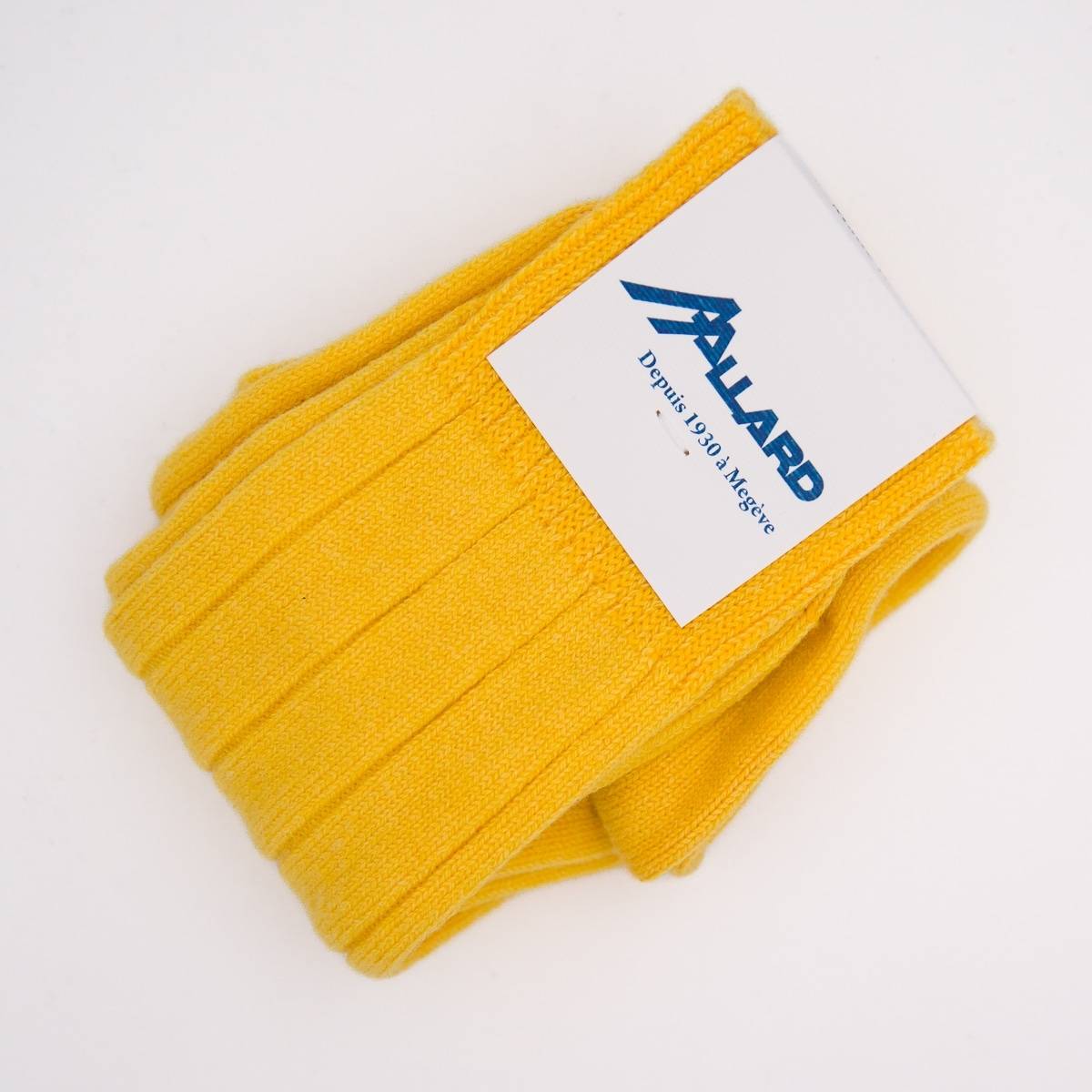Chaussettes hautes homme en cachemire jaune