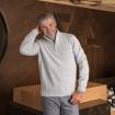 Pull zippé en cashmere mouliné perle neige light grey