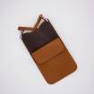 Pochette de téléphone en cuir ebène noisette noisette