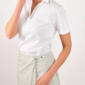 Polo broderie anglaise col galon blanc . .
