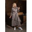 Robe longue ceinturée en coton taupe