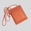 Pochette plate en cuir à 2 poches orange orange
