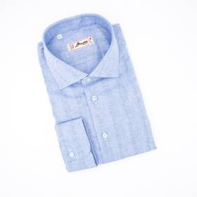 Chemise en lin et coton chevron jeans . .