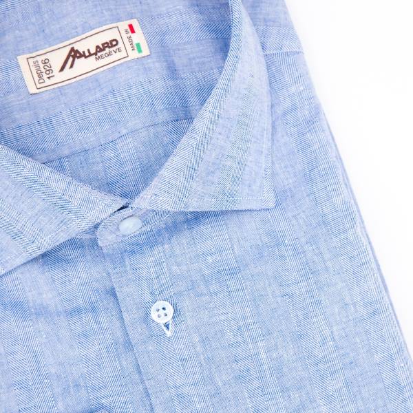 Chemise en lin et coton chevron jeans . .