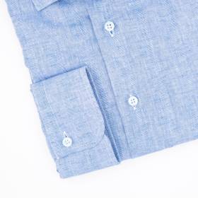 Chemise en lin et coton chevron jeans . .