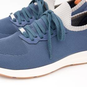 Baskets stretch à lacets bouclés jeans marbre