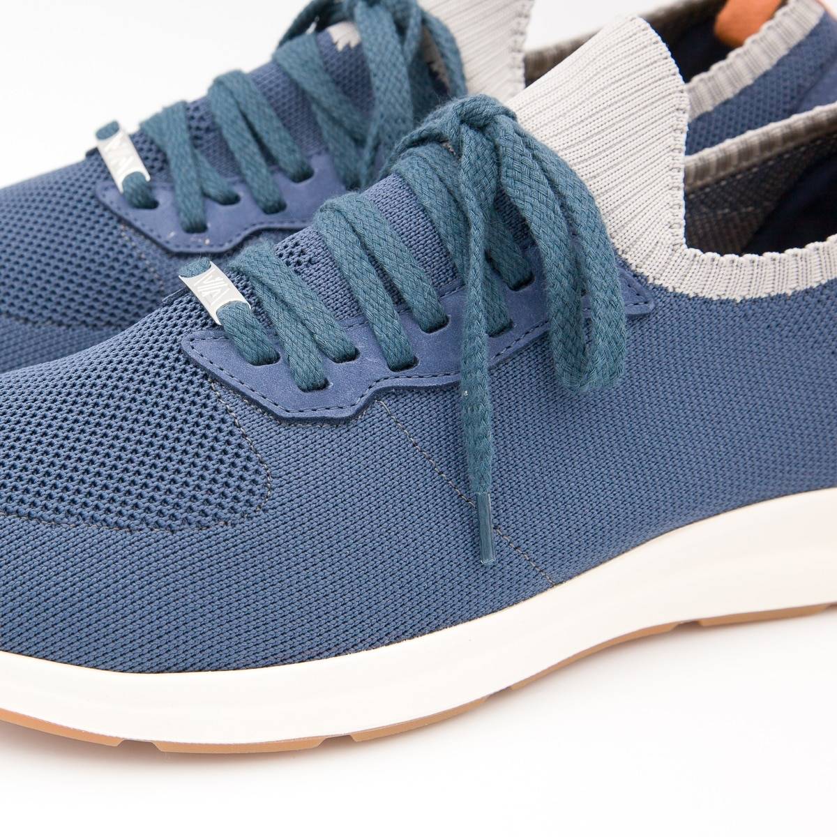 Baskets stretch à lacets bouclés jeans marbre