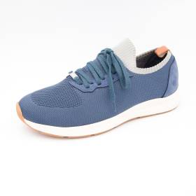 Baskets stretch à lacets bouclés jeans marbre