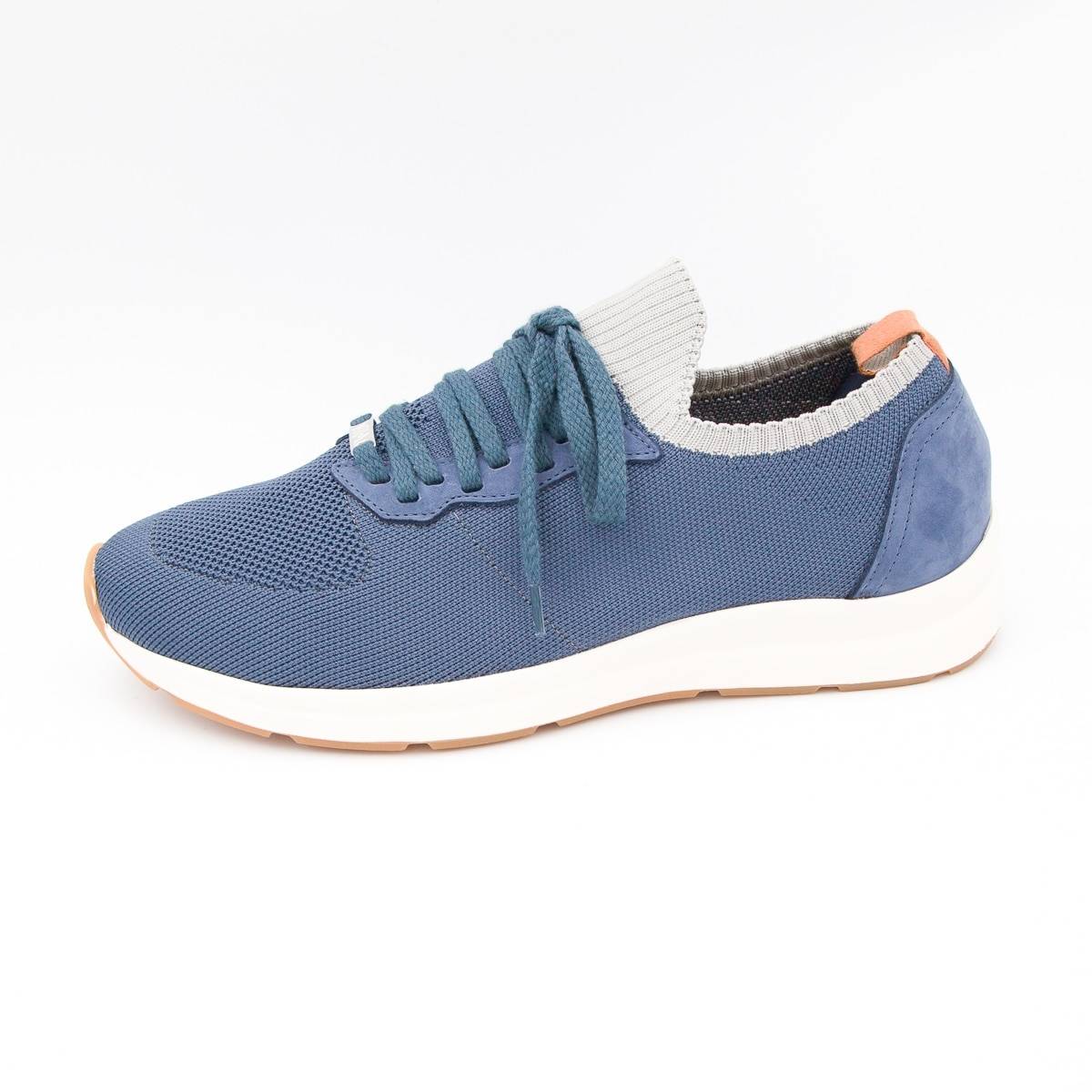 Baskets stretch à lacets bouclés jeans marbre