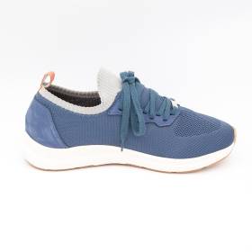 Baskets stretch à lacets bouclés jeans marbre