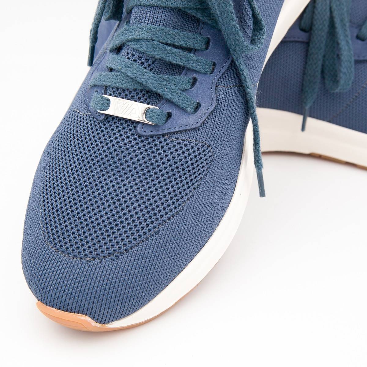 Baskets stretch à lacets bouclés jeans marbre