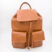 Sac à dos cuir avec poches à rabats noisette