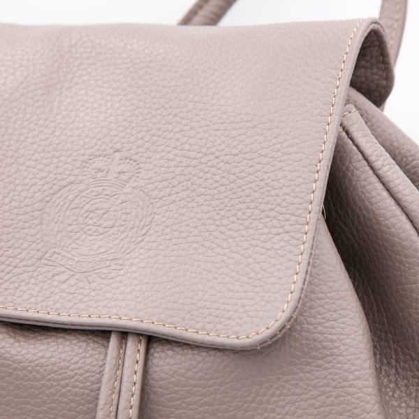 Sac à dos cuir avec poches à rabats taupe