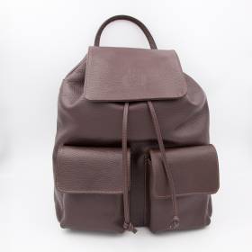 Sac à dos cuir avec poches à rabats ebène
