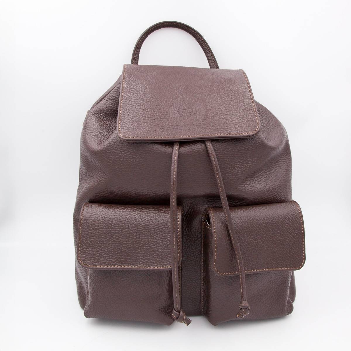 Sac à dos cuir avec poches à rabats ebène