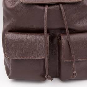 Sac à dos cuir avec poches à rabats ebène