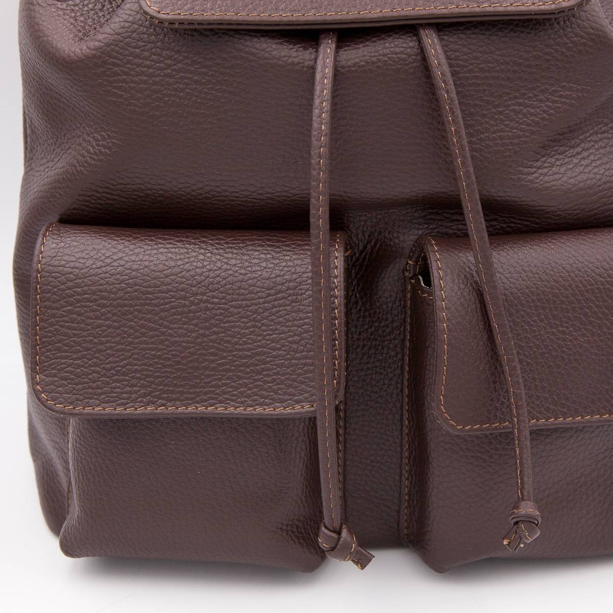 Sac à dos cuir avec poches à rabats ebène