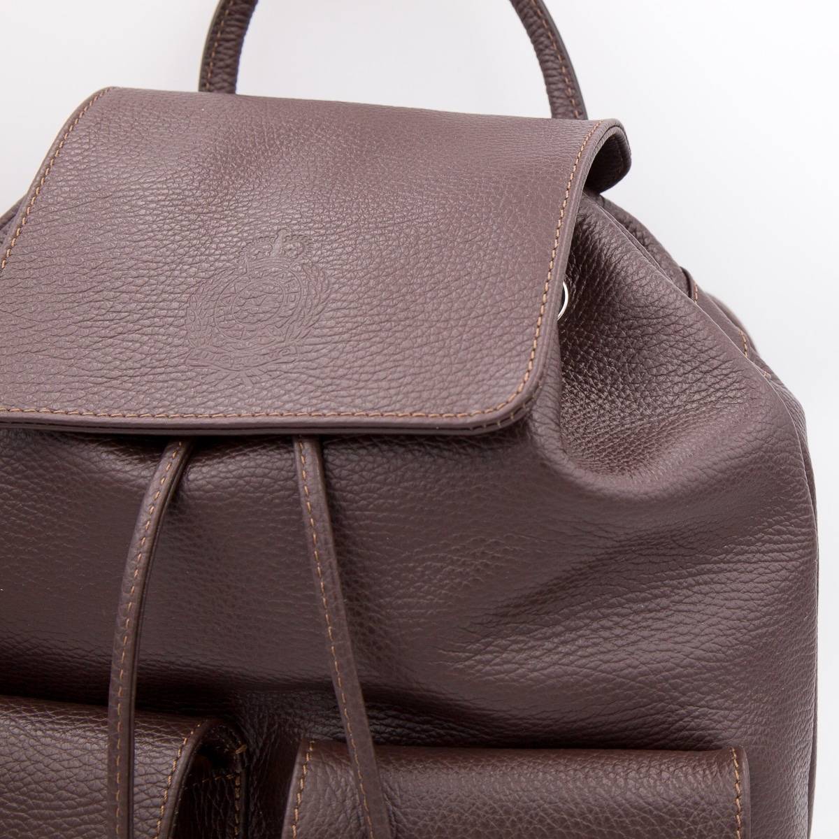 Sac à dos cuir avec poches à rabats ebène