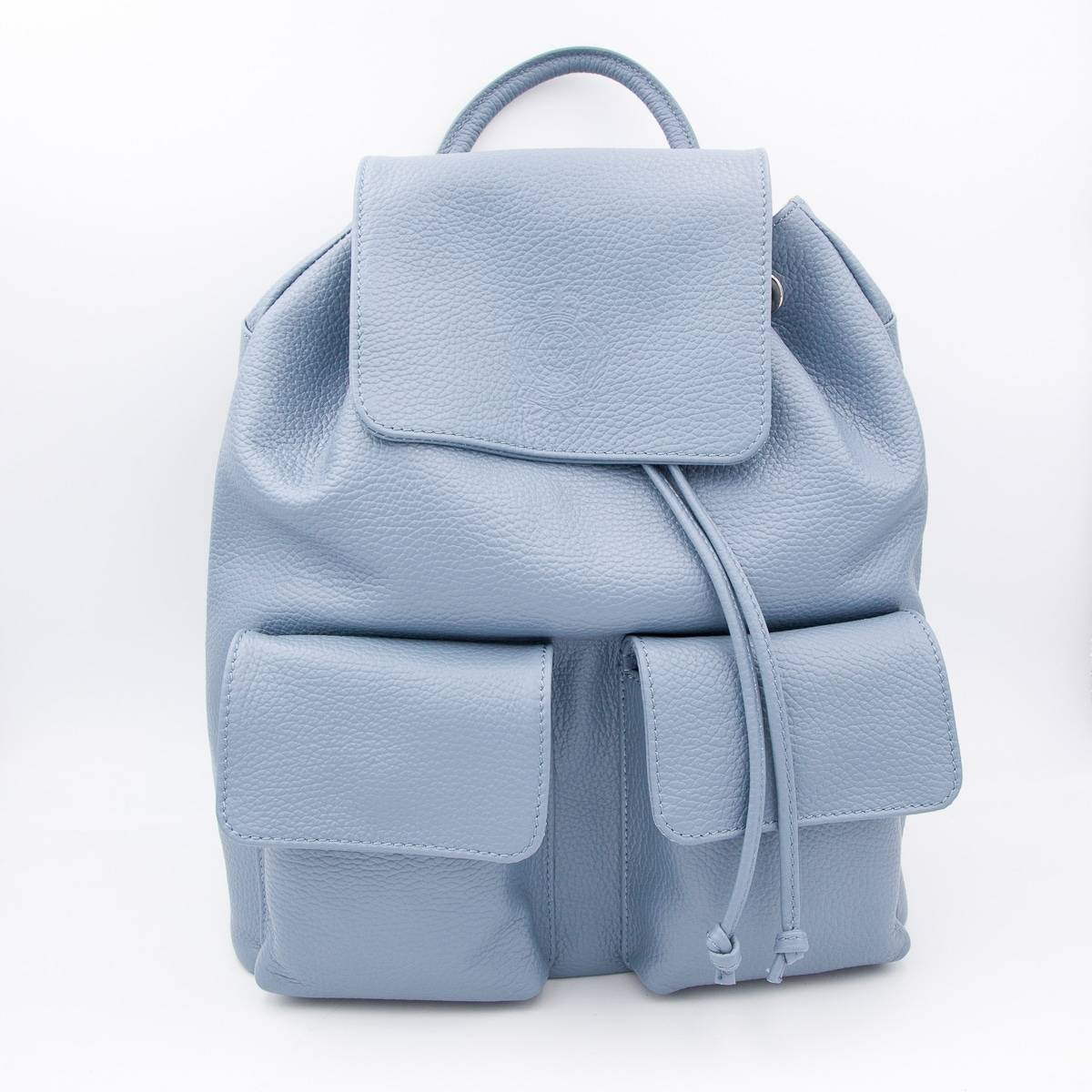 Sac à dos cuir avec poches à rabats jeans