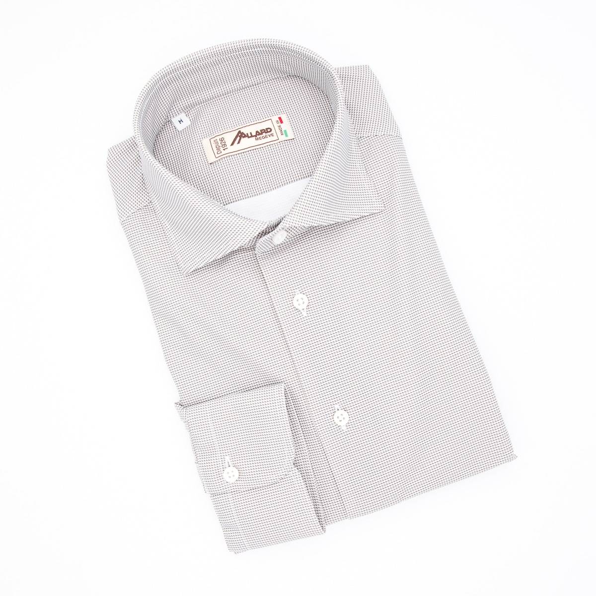 Chemise stretch à motif pied de puce gris