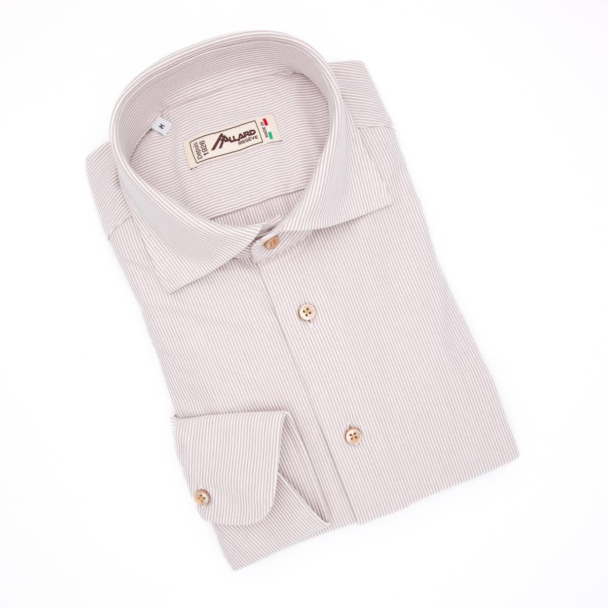 Chemise rayée en coton extensible blanc beige