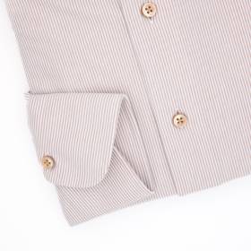 Chemise rayée en coton extensible blanc beige