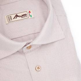 Chemise rayée en coton extensible blanc beige