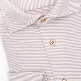 Chemise rayée en coton extensible blanc beige
