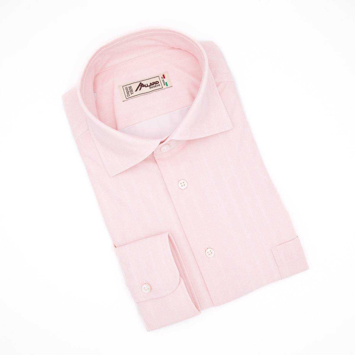 Chemise stretch à chevrons avec poche rose pale