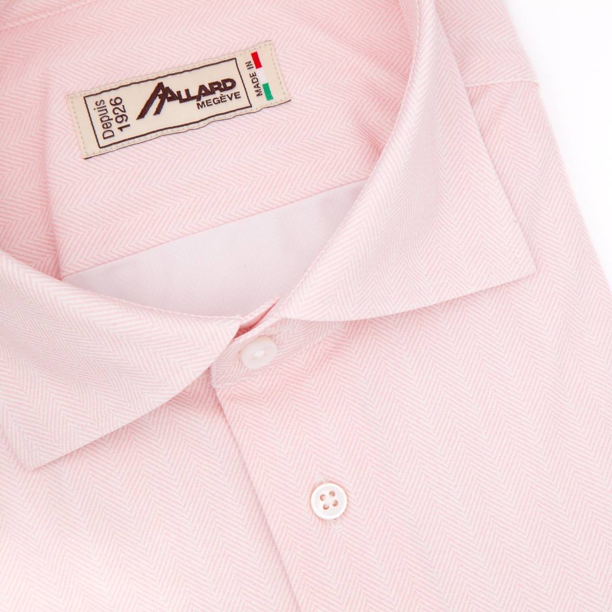 Chemise stretch à chevrons avec poche rose pale