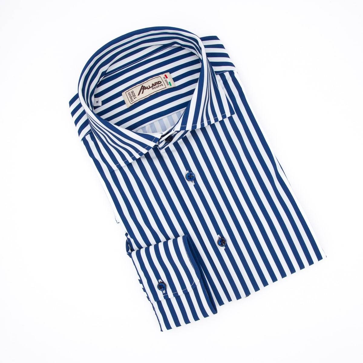 Chemise stretch à rayures larges marine