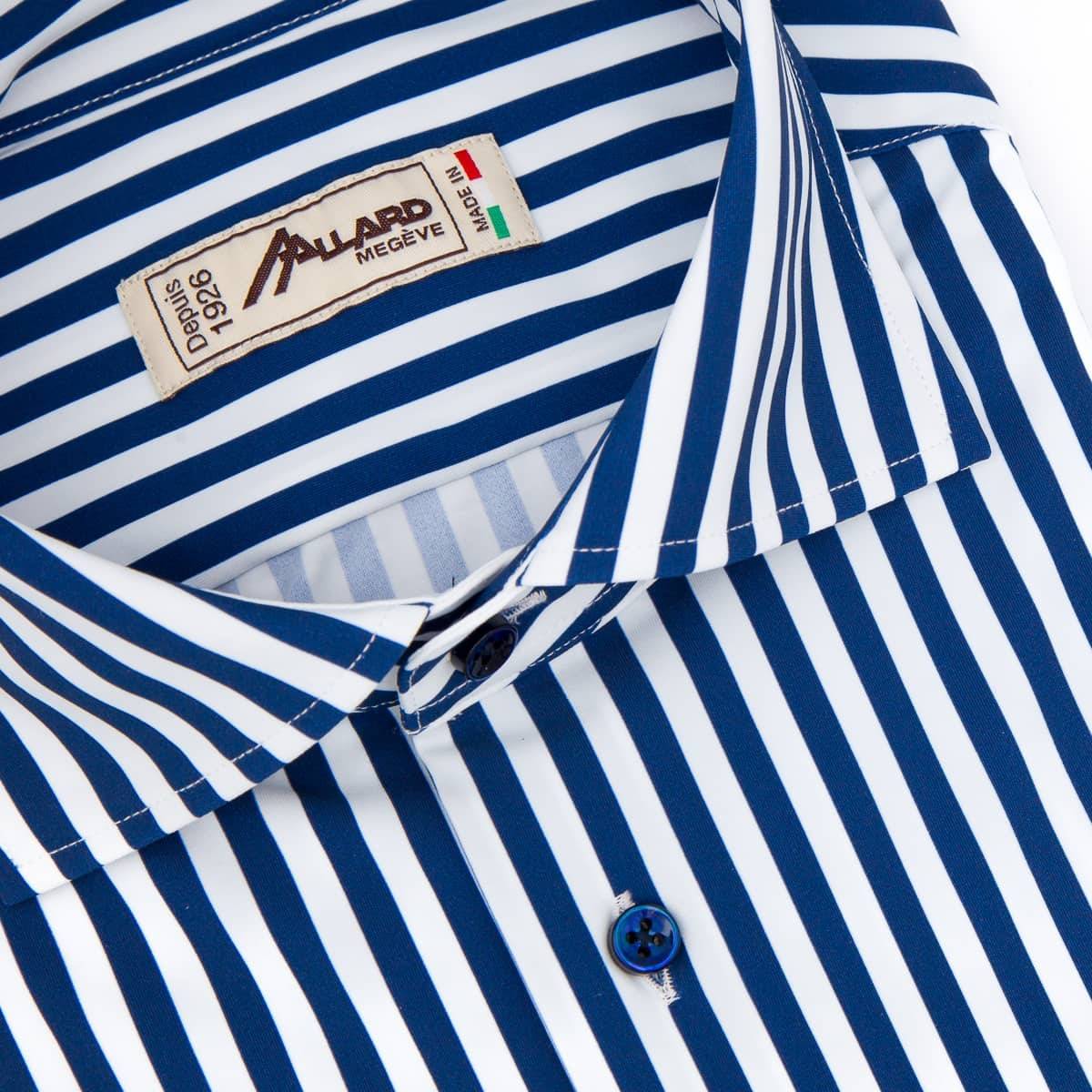 Chemise stretch à rayures larges marine