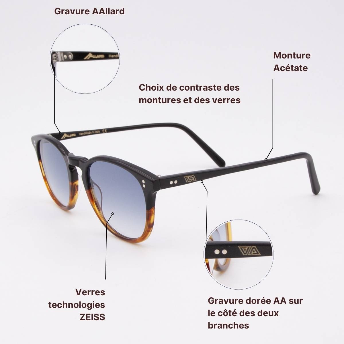 Lunettes de soleil à monture fine AA silver silver silver
