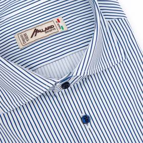 Chemise stretch à rayures avec poche blanc marine