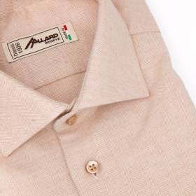 Chemise en coton et laine chevron beige