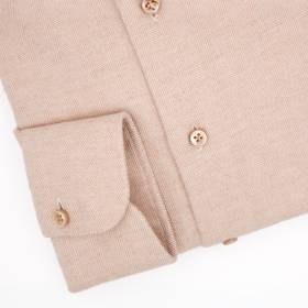 Chemise en coton et laine chevron beige