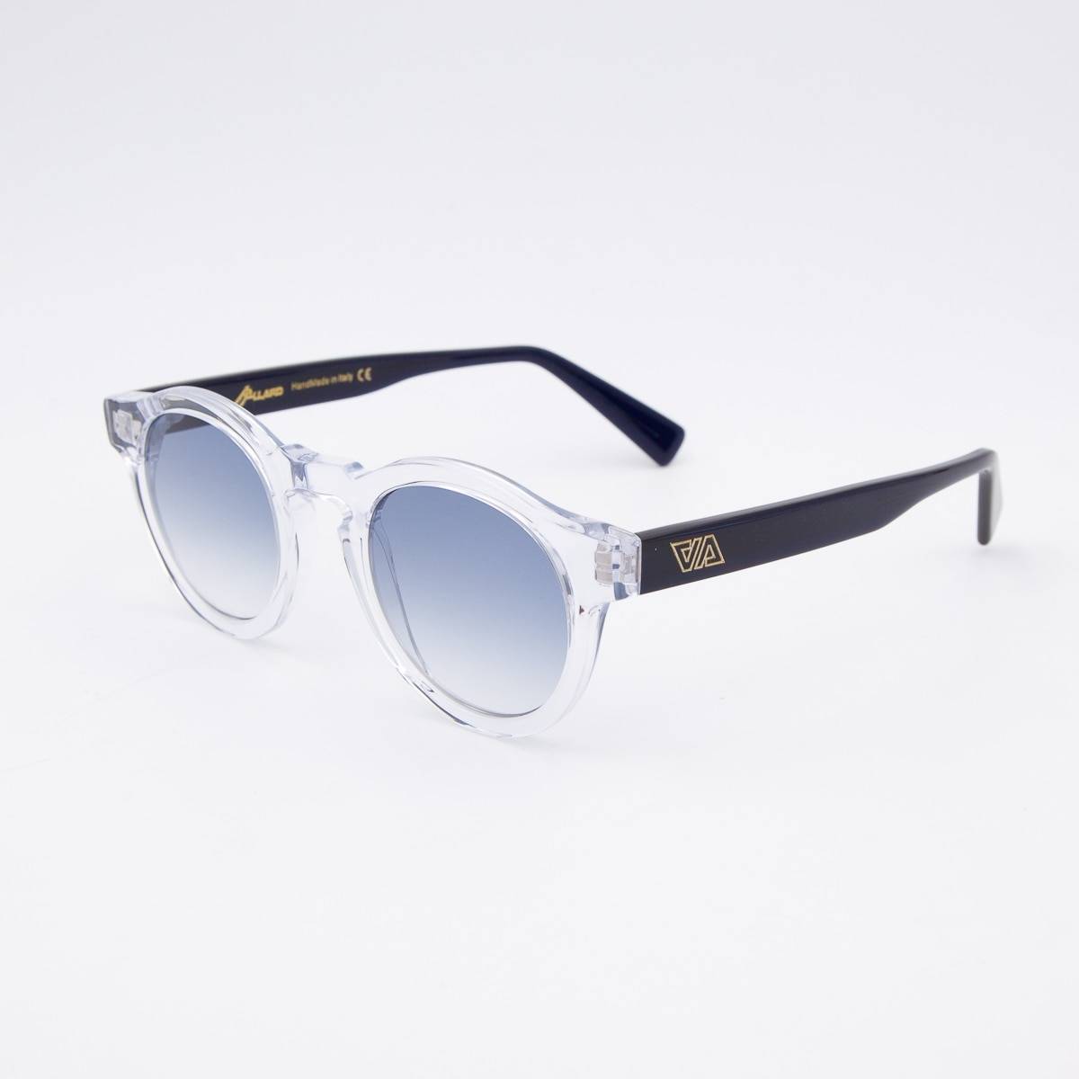 Lunettes de soleil rondes AA transparent bleu azzuro