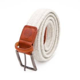 Ceinture tressée élastique en lainage écru souris