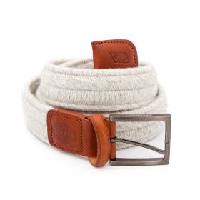 Ceinture tressée élastique en lainage écru souris