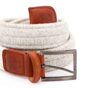 Ceinture tressée élastique en lainage écru souris