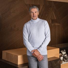 Pull col roulé en coton light grey