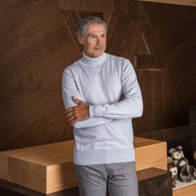 Pull col roulé en coton light grey