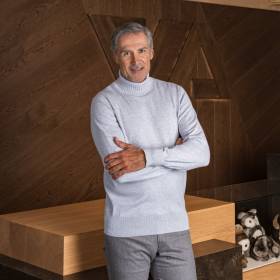 Pull col roulé en coton light grey