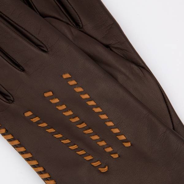 Gants femme cuir baguettes surpiquées ebène camel naturel