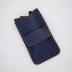 Pochette de téléphone en cuir navy navy noisette